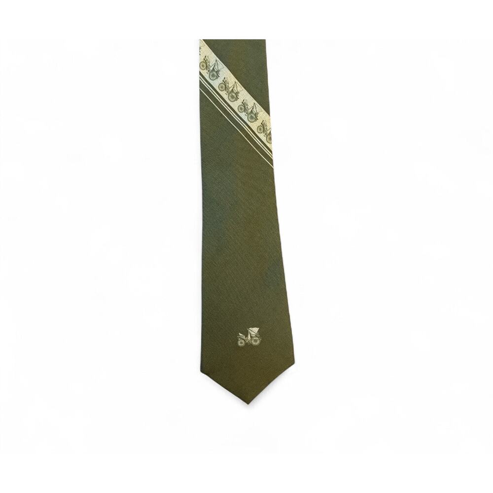 Hooam Mens  sophisticaticed Carriage Tie Green and Tan 53”